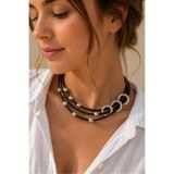 Kutcha Accessories Siyah Ve Gümüş Boncuklu Çoklu Tasarım Kolye
