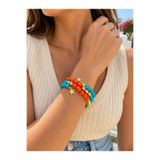 Kutcha Accessories Turkuaz & Mercan Renkli Yıldız Uçlu Boncuk Bileklik