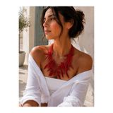 Kutcha Accessories Yaprak Detaylı Çoklu Kâğıt İp Kolye
