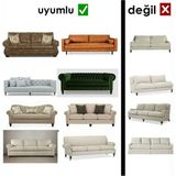 KUTLALE Bürümcük 3 Kişilik Koltuk Kılıfı, Berjer Örtüsü, Lastikli, Esnek, Etekli Üç Kişilik (1 Adet) - 183 x 230 cm - Natural