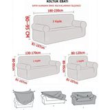 KUTLALE Bürümcük 3+2+1+1 Koltuk, Kanepe, Çekyat Örtüsü, Etekli, Streç, Esnek, Lastikli, Koltuk Kılıfı Takımı - 183 x 230 cm - Taş