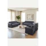 KUTLALE Bürümcük 3+3+1+1 Koltuk, Kanepe, Çekyat Örtüsü, Etekli, Streç, Esnek, Lastikli, Koltuk Kılıfı Takımı 3311 - 183 x 230 cm - Antrasit