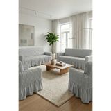 KUTLALE Bürümcük 3+3+1+1 Koltuk, Kanepe, Çekyat Örtüsü, Etekli, Streç, Esnek, Lastikli, Koltuk Kılıfı Takımı 3311 - 183 x 230 cm - Gri
