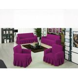 KUTLALE Bürümcük 3+3+1+1 Koltuk, Kanepe, Çekyat Örtüsü, Etekli, Streç, Esnek, Lastikli, Koltuk Kılıfı Takımı 3311 - 183 x 230 cm - Mor