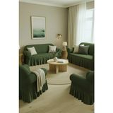 KUTLALE Bürümcük 3+3+1+1 Koltuk, Kanepe, Çekyat Örtüsü, Etekli, Streç, Esnek, Lastikli, Koltuk Kılıfı Takımı 3311 - 183 x 230 cm - Yeşil
