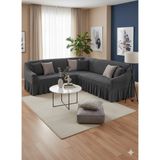 KUTLALE Bürümcük Etekli L Köşe Koltuk Örtüsü, Lastikli, Esnek, Standart 350CM’LI 1 Adet Kılıf - 180 x 350 cm - Antrasit