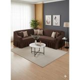 KUTLALE Bürümcük Etekli L Köşe Koltuk Örtüsü, Lastikli, Esnek, Standart 350CM’LI 1 Adet Kılıf - 180 x 350 cm - Koyu Kahverengi