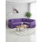 KUTLALE Bürümcük Etekli L Köşe Koltuk Örtüsü, Lastikli, Esnek, Standart 350CM’LI 1 Adet Kılıf - 180 x 350 cm - Lila