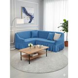 KUTLALE Bürümcük Etekli L Köşe Koltuk Örtüsü, Lastikli, Esnek, Standart 350CM’LI 1 Adet Kılıf - 180 x 350 cm - Turkuaz