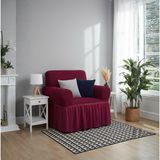 KUTLALE Bürümcük Tek Kişilik Koltuk Kılıfı, Berjer Örtüsü, Lastikli, Esnek, Etekli (1 Adet) - 80 x 120 cm - Bordo