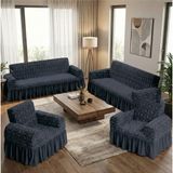 KUTLALE Jakarlı 3+3+1+1 Osmanlı Desen Koltuk, Kanepe, Çekyat Örtüsü, Etekli, Streç, Esnek, Lastikli, Koltuk Kılıfı 3311 Takımı - 180 x 230 cm - Antrasit