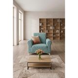 KUTLALE Jakarlı Ağaç Kabuğu (Çubuk) Desen Tek Kişilik Koltuk, Kanepe, Çekyat Örtüsü, Streç, Esnek, Lastikli, Koltuk Kılıfı Mint Renk - 75 x 120 cm