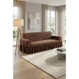 KUTLALE Jakarli Osmanlı Desen 3 Kişilik Koltuk, Kanepe, Çekyat Örtüsü, Etekli, Streç, Esnek, Lastikli, Koltuk Kılıfı - 185 x 230 cm - Açık Kahverengi