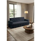 KUTLALE Jakarli Osmanlı Desen 3 Kişilik Koltuk, Kanepe, Çekyat Örtüsü, Etekli, Streç, Esnek, Lastikli, Koltuk Kılıfı - 185 x 230 cm - Antrasit