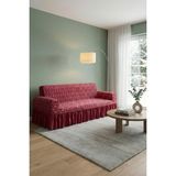 KUTLALE Jakarli Osmanlı Desen 3 Kişilik Koltuk, Kanepe, Çekyat Örtüsü, Etekli, Streç, Esnek, Lastikli, Koltuk Kılıfı - 185 x 230 cm - Bordo