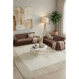 KUTLALE Jakarlı Osmanlı Desen 3+3 Koltuk, Kanepe, Çekyat Örtüsü, Etekli, Streç, Esnek, Lastikli, Koltuk Kılıfı 33 Takımı - 185 x 230 cm - Açık Kahverengi