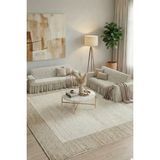 KUTLALE Jakarlı Osmanlı Desen 3+3 Koltuk, Kanepe, Çekyat Örtüsü, Etekli, Streç, Esnek, Lastikli, Koltuk Kılıfı 33 Takımı - 185 x 230 cm - Krem