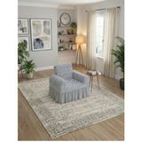 KUTLALE Jakarli Osmanlı Desen Tek Kişilik Koltuk, Kanepe, Çekyat Örtüsü, Etekli, Streç, Esnek, Lastikli, 1 Kişilik Koltuk Kılıfı - 70 x 115 cm - Gri