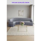 kutlale Jakarli Osmanlı (Şal) Desen 5 Kişilik (350CM) Etekli L Köşe Koltuk Örtüsü, Streç, Esnek, Lastikli, Koltuk Kılıfı