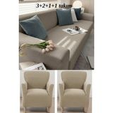 KUTLALE Likralı Pitikare Desen 3+2+1+1 Koltuk, Kanepe, Çekyat Örtüsü Takımı, Streç, Esnek, Lastikli, Koltuk Kılıfı 3211 Takımı - 183 x 230 cm - Vizon