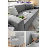 KUTLALE Likralı Pitikare Desen 3+3+1+1 Koltuk, Kanepe, Çekyat Örtüsü Takımı, Streç, Esnek, Lastikli, Koltuk Kılıfı 3311 Takımı - 183 x 230 cm - Gri