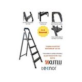 Kutlu Dayanıklı 3+1 Metal Basamaklı Merdiven Gri