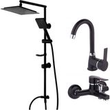 Kutlu Siyah Robot Duş Seti Lavabo Banyo Set, 3 Parça