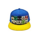 KUTPİA Pixel Blok Minecraft-Mavi-Sarı Çocuk Kep Şapka – LEGO Uyumlu Siperlikli 4–12 Yaş