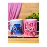 kuttuushop Stitch ve Angel 2’li Çift Sevgili Kupası Büyük Bardak Kahve Çay Fincanı ve Bardak Altı