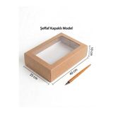 Kutu Ambarı Asetat Pencereli Kraft Kutu Karton Hediye Kutusu 25x40x10 cm