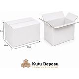 Kutu Deposu 40X60X40 cm Dayanıklı Çeyiz Taşıma Kolisi-Beyaz (10 Adet)
