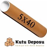 Kutu Deposu 5X40 cm Kapaklı Silindir Postüp Rulo Gönderi Kutusu (5 Adet) - 5 x 40 cm