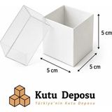 Kutu Deposu 5X5X5 cm Asetat Kapaklı Takı Kutusu-Beyaz (Demonte) (50 Adet)