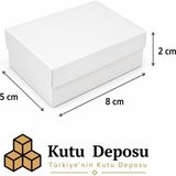 Kutu Deposu 5X8X2 cm Asetat Kapaklı Takı Kutusu-Beyaz (Demonte) (50 Adet)