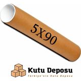 Kutu Deposu 5X90 cm Kapaklı Silindir Postüp Rulo Gönderi Kutusu (5 Adet) - 5 x 90 cm