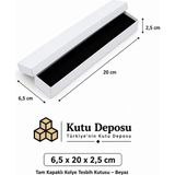 Kutu Deposu 6,5X20X2,5 cm Tam Kapaklı Kolye ve Tesbih Kutusu - Beyaz (Demonte) (50 Adet)