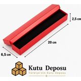 Kutu Deposu 6,5X20X2,5 cm Tam Kapaklı Kolye ve Tesbih Kutusu - Kırmızı (Demonte) (50 Adet)
