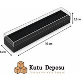 Kutu Deposu 6X16X2,5 cm Asetat Kapaklı Tespih ve Takı Kutusu-Siyah (Demonte) (50 Adet)