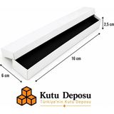 Kutu Deposu 6X16X2,5 cm Tam Kapaklı Kolye ve Tesbih Kutusu - Beyaz (Demonte) (50 Adet)