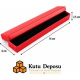 Kutu Deposu 6X16X2,5 cm Tam Kapaklı Kolye ve Tesbih Kutusu - Kırmızı (Demonte) (50 Adet)