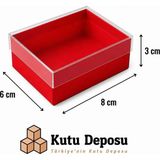 Kutu Deposu 6X8X3 cm Asetat Kapaklı Takı Kutusu-Kırmızı (Demonte) (50 Adet)