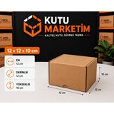 Kutu Marketim 12X12X10 cm ( 50 Adet ) Kapaklı Kraft Kargo Kutusu - E Ticaret - Kargo ve Paketleme Kutusu