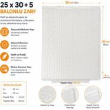 Kutu Marketim 25X35+5 cm Balonlu Torba - 25 Adet – Havalı Naylonlu Koruyucu - Kargo Ambalaj Zarfı - 100 Adet