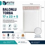 Kutu Marketim Balonlu Torba 17X23+5 cm – Havalı Ambalaj Poşeti – Kargo ve Ürün Koruma Torbası - 500 Adet