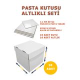 kutucum 15 X 15 X 15 PASTA KUTUSU VE ALTLIK SETİ 10 ADET BEYAZ OLUKLU MUKAVVA