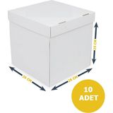 Kutucum 26 x 26 x 25 Pasta Kutusu Beyaz Oluklu Mukavva - 10 Adet