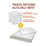 kutucum 26 X 26 X 25 PASTA KUTUSU VE MDF ALTLIK SETİ 10 ADET BEYAZ OLUKLU MUKAVVA