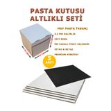 kutucum 30 X 30 X 30 PASTA KUTUSU VE ALTLIK SETİ 5 ADET BEYAZ OLUKLU MUKAVVA