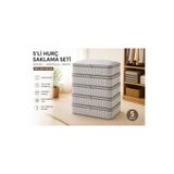 kutucum 5'li Set Hurç Saklama Kutusu 65x45x22 cm Fermuarlı Yorgan Battaniye Giysi Düzenleyici Hurç