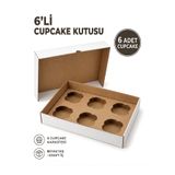 kutucum 6'lı Cupcake Kutusu – 6 Adet Cupcake Taşıma ve Sunum Kutusu